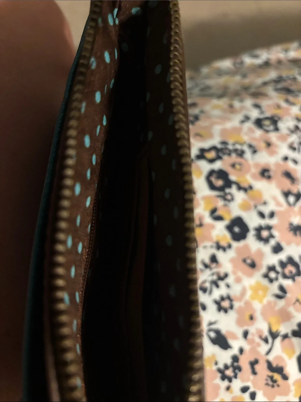 Chala Teal Dragonfly Applique Crossbody Bag with Brown Strap